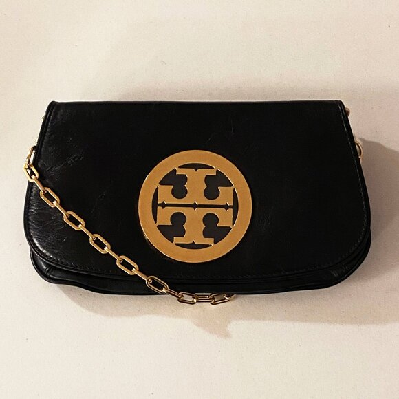 Tory Burch Black Logo Clutch Bag - Picture 1 of 9
